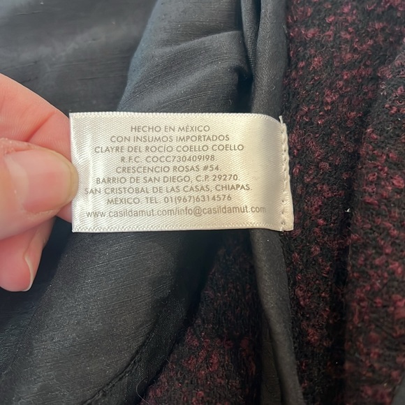 Casilda Mut 100% Wool Open Cardigan with pockets, pink & purple one size boho - Picture 5 of 12